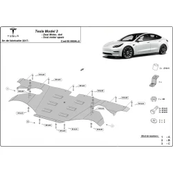 ylna aluminiowa osłona silnika elektrycznego Tesla Model 3 AWD (2017-2026)